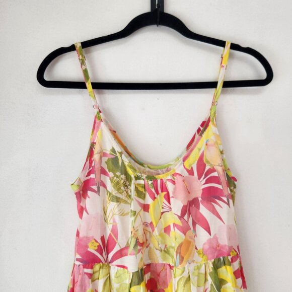 Roller Rabbit Imza Maxi Dress Dakota Floral Tiered Ruffle Skirt Silk Cotton S - Picture 5 of 10